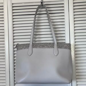 Kate Spade Silver Glitter Top Tote Bag